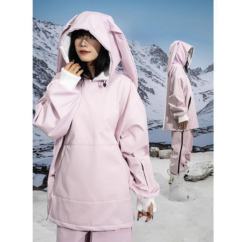 

Лижний костюм Harbin - Милий сніговий костюм з вушками кролика, Водонепроникний та вітрозахисний, Комплект куртка та штани для чоловіків/жінок. L