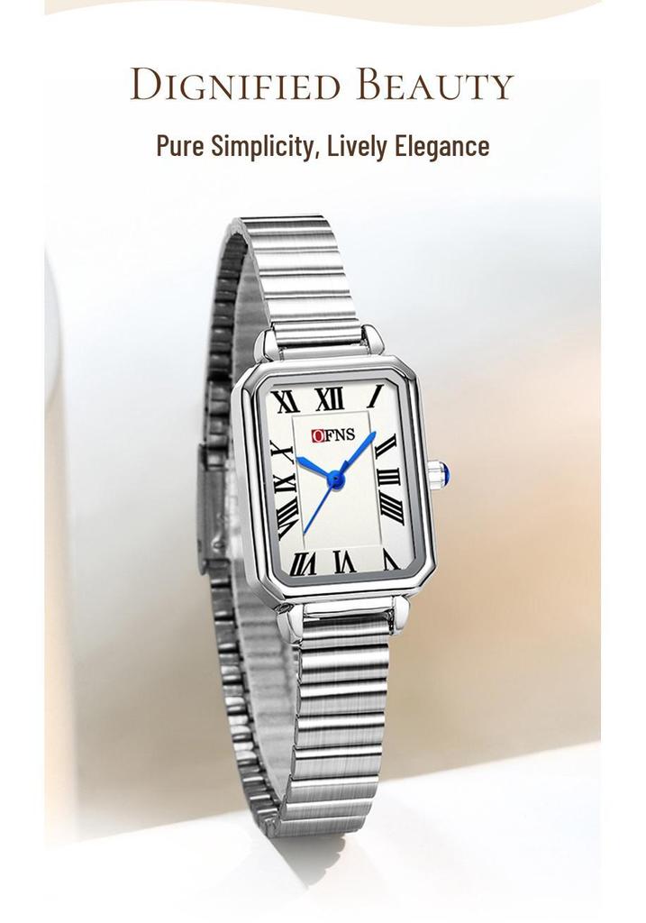Oufanny Women's Simple Square Dial Quartz Wristwatch – Korean Style, Light Luxury for Ladies & Students