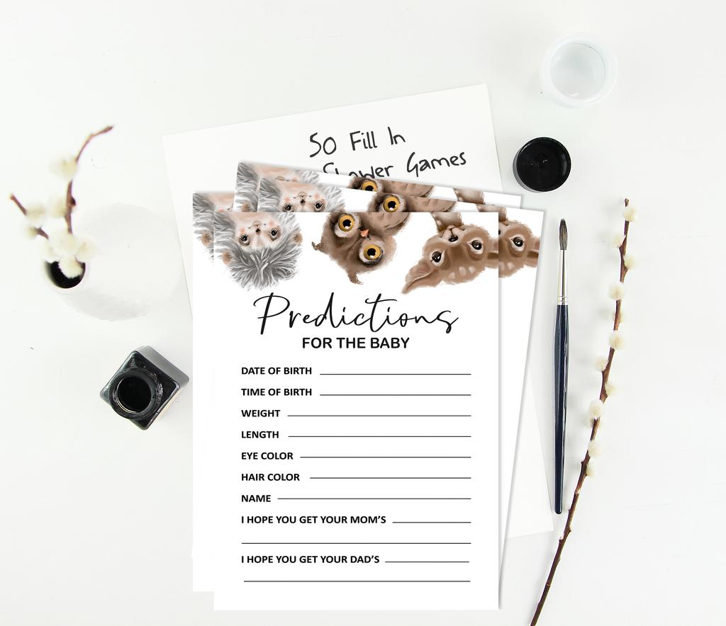 Inkdotpot Baby Shower Game Set Of 50 BabyA  AlphabetA  ABCA  Game Deer,Owl And Hedgehog Jungle Animals Party