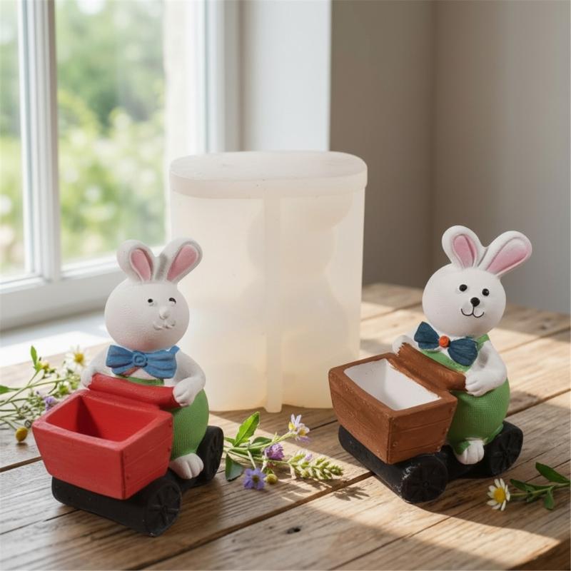 Easter Rabbit Basket Candle Cup Silicone Molds Easy Demolding For Resin Casting Candle Holder Chocolate Home Decoration