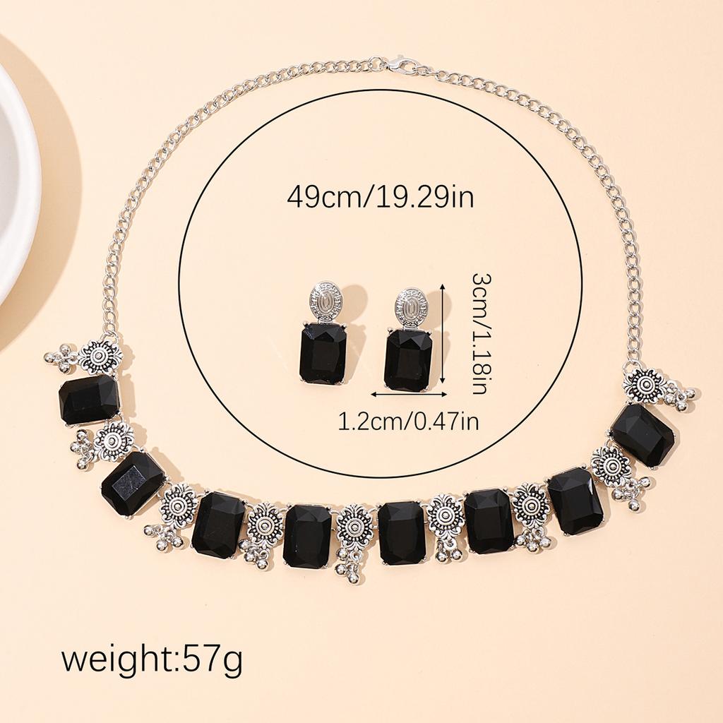 Women Artificial Crystal Jewelry Sets Beads Tassel Necklace Earrings