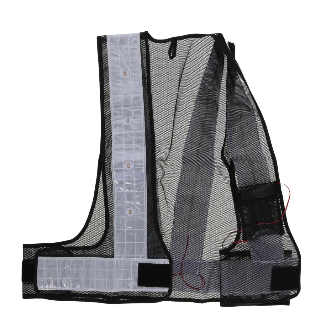Takagi Safety Vest with Red Reflective Safety Vest In Black and Silver LED,