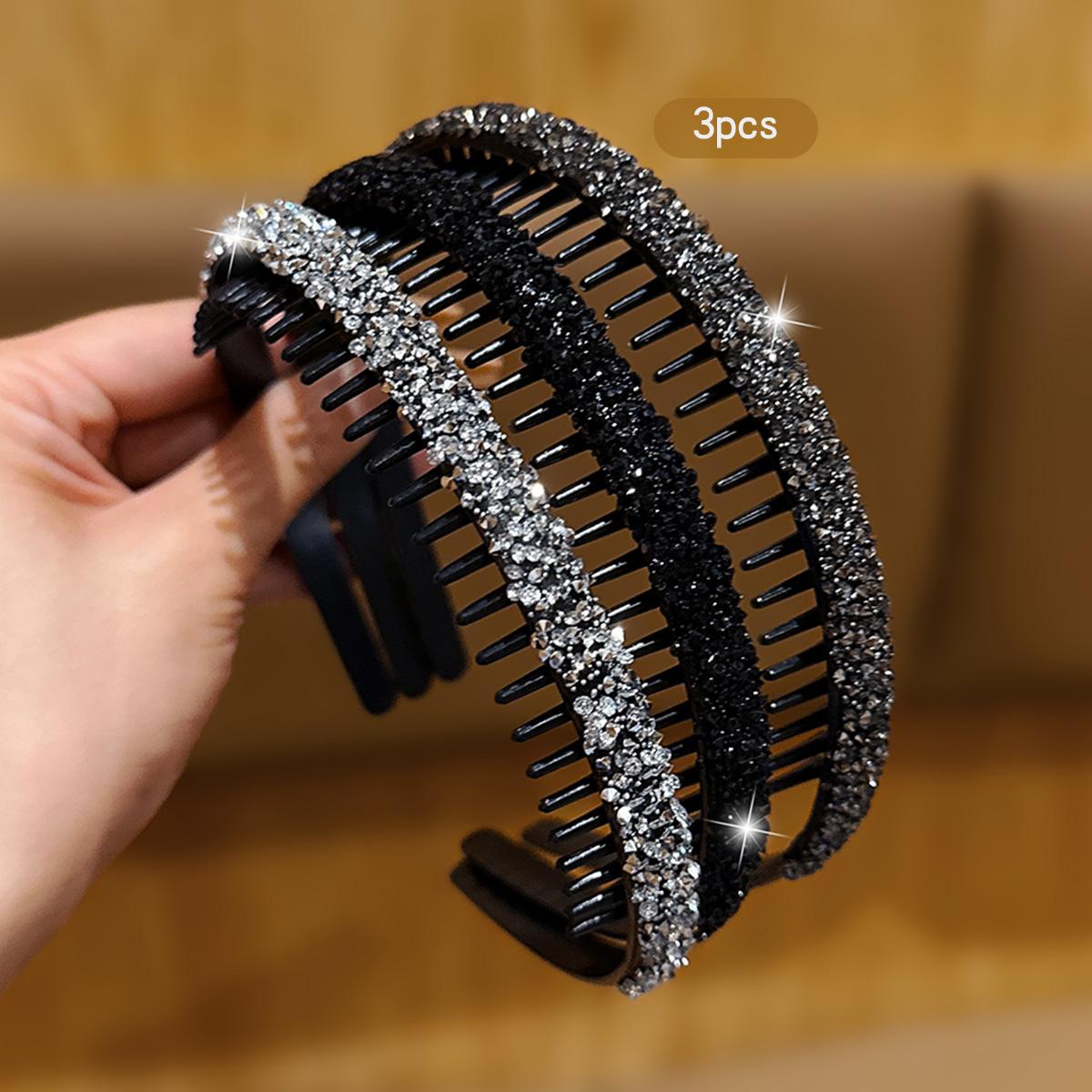 

3 страза корейская версия с зубчатой противоскользящей повязкой на голову, высококачественный аксессуар для волос, подходящий для повседневного использования