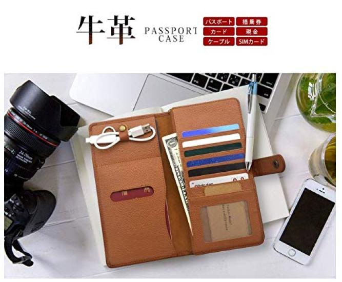 PLATA Cowhide Multifunctional Passport Case with Medical Card SIM Card and Cable Value Pack of 3 20 Card Separate Storage for Japanese and
