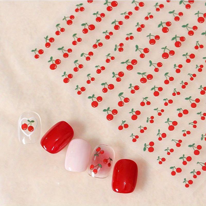 1 Sheet Fruit Design Nail Art Stickers, Self Adhesive Cherry Nail Art Decals For Nail Art Decoration, Nail Art Supplies For Women And Girls