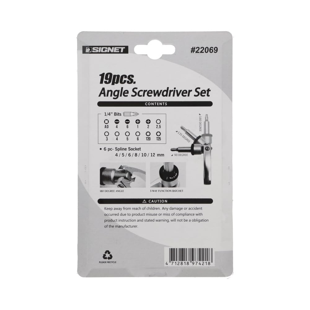 SIGNET Mini Ratchet Socket 19 22069 Multi-Angle & Set, Pieces,