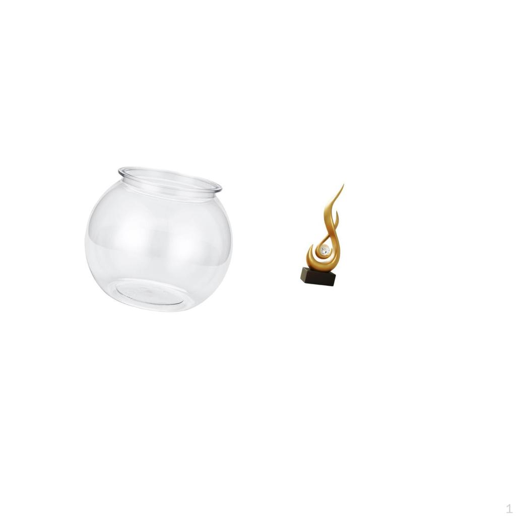 Modern Transparent Fish Tank Vase with Abstract Flame Resin Sculpture for Bedroom Living Room