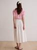 BEMUSE MANSION Stripe Collar Puff Top - Pink