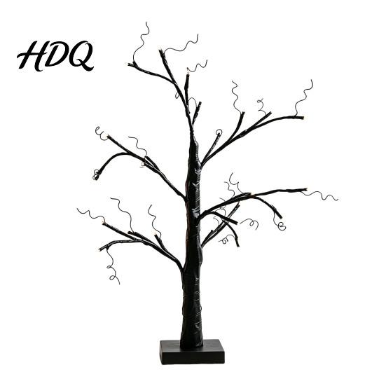 Lampade Natalizie da Tavolo Albero di Halloween Luce LED Ramo Nero Illuminato con Occhio di Fantasma Zucca Ragno USB Festival Luci da Interno Oggetti di Scena e Batteria