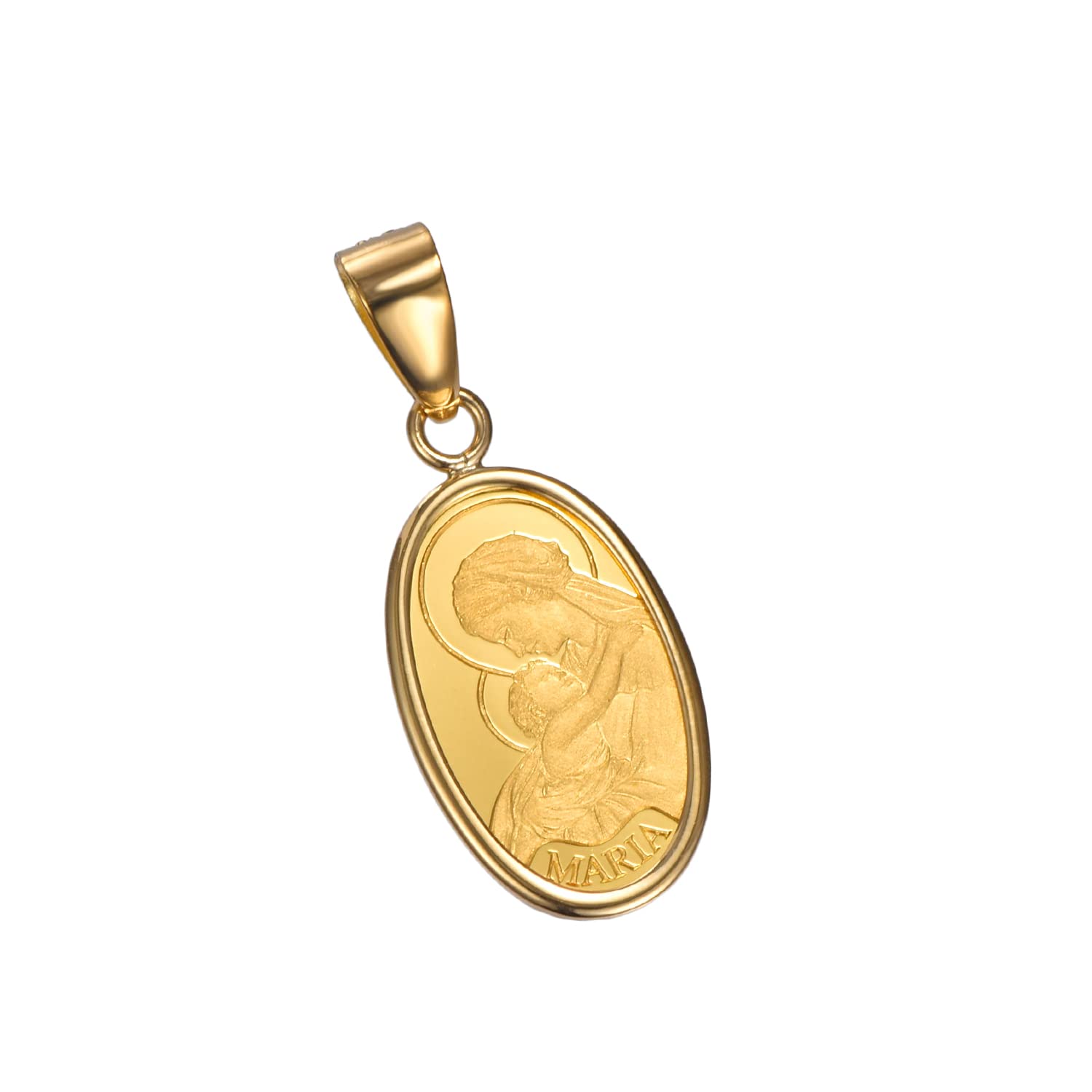 

K24 Pure Gold Maria Coin Pendant Top 1g K18 Simple Frame Unisex [Speranza] жовтий