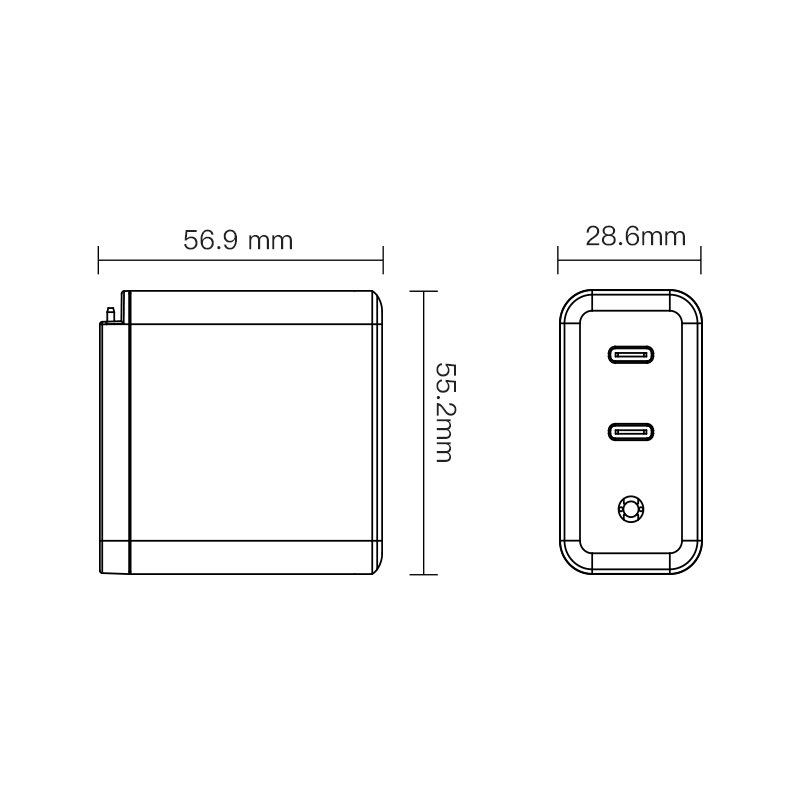 GaN PD40W Replaceable Head 2C Multi-protocol Travel Charging PD20W+PD20W Dual-port PPS Independent Intelligent Fast Charging