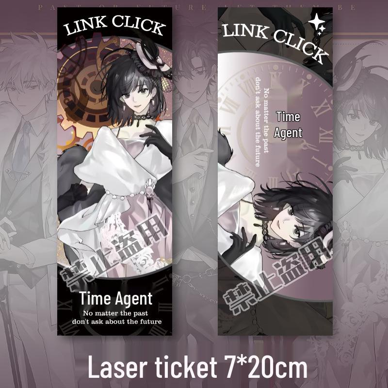 

Time Agents Anime Keychain & Badge Set: Lu Guang Design with Ticket, Postcard, Bookmark - Fan-made Merchandise Qiao Ling