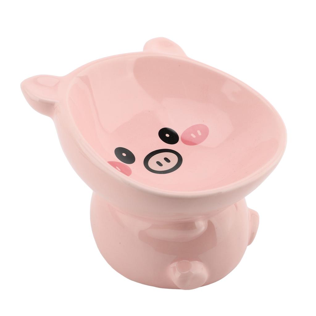 Cat Food Bowl Elevated for Dog Ceramic Cute Cartoon Animal Piggy Shape Tip Proof Home Multifunctiona