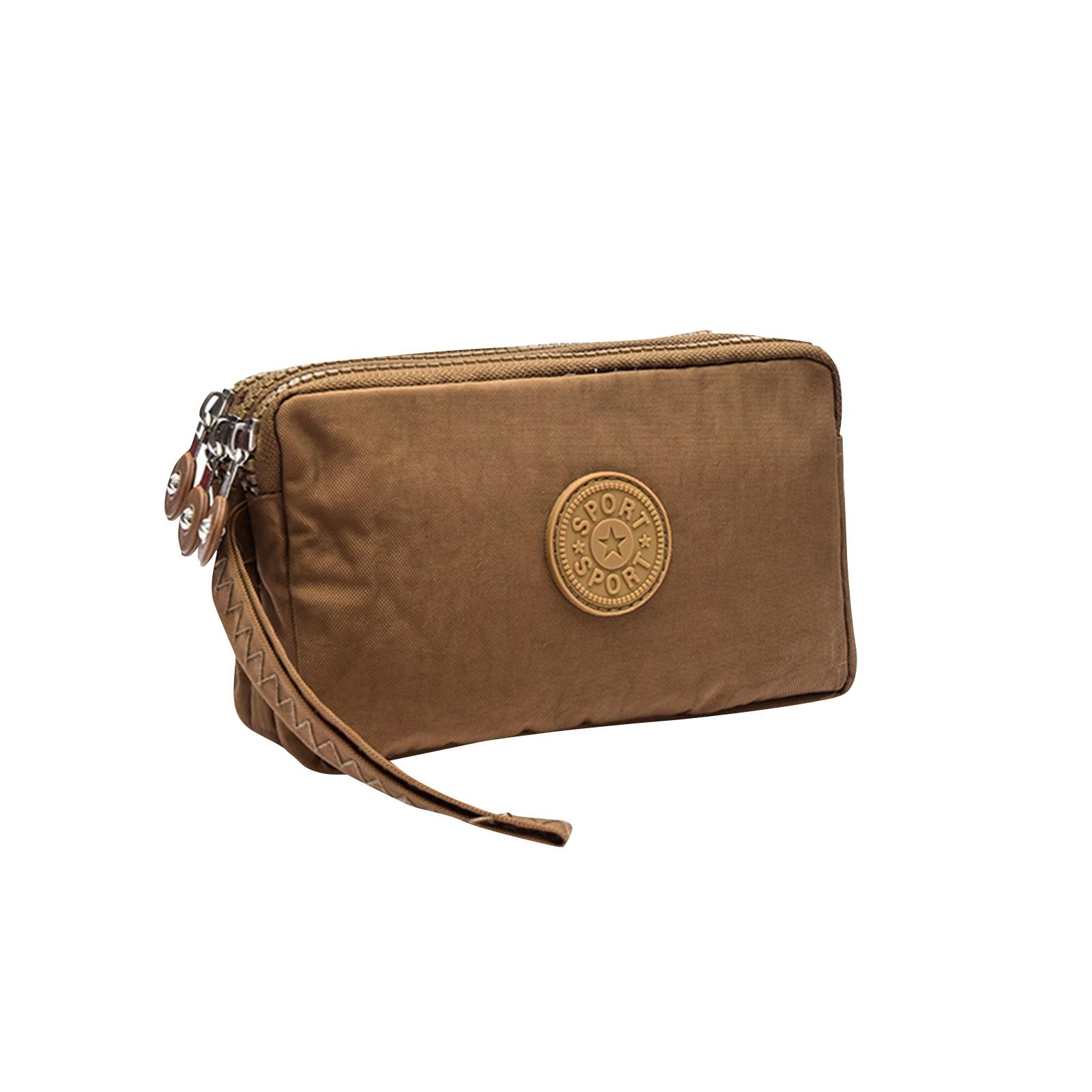 

Three Zipper Mobile Coin Purse Large Capacity Hand-carrying Oxford Cloth Coin Purse One Size