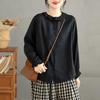 Women's Ruffle Neck Cotton Linen Blouse Loose Fit Casual Long Sleeve Button Down Shirt