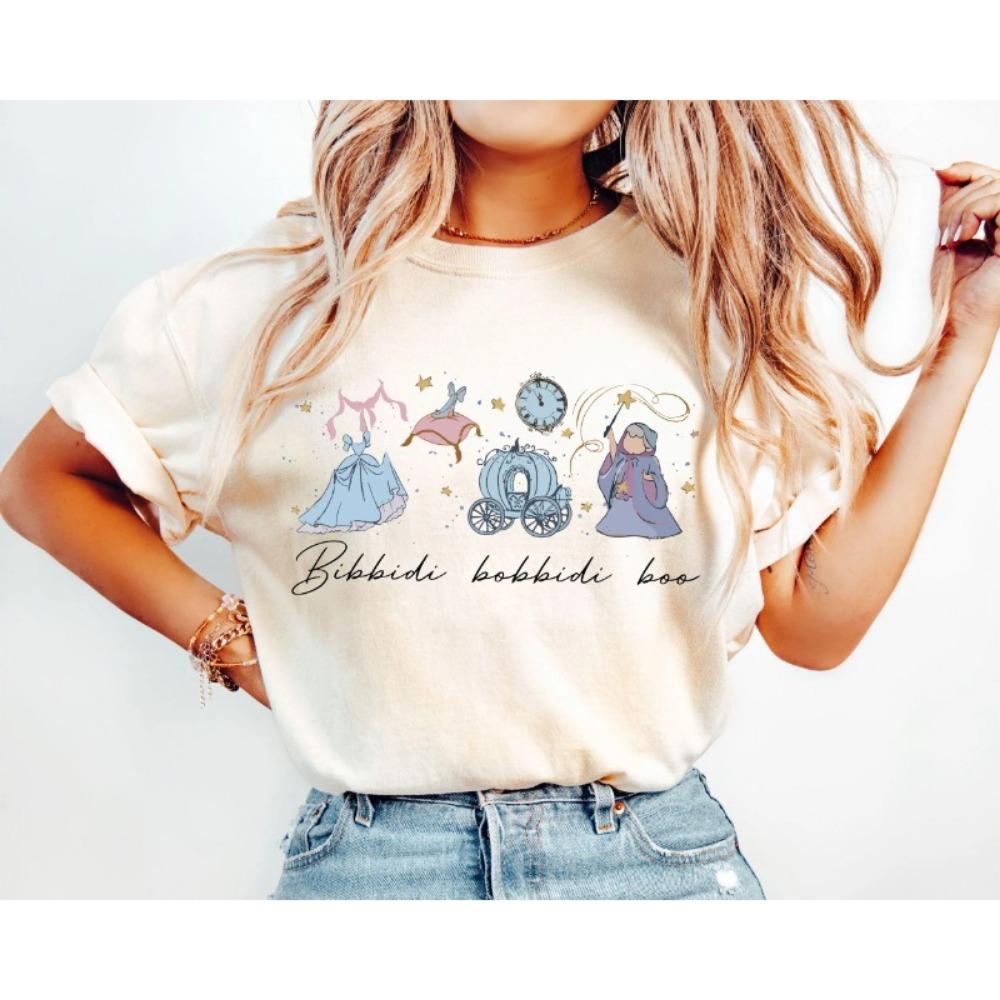 New Cinderella Princess Watercolor Shirt Family Travel T-shirt Retro Bibbidi Bobbidi Boo Shirt Cinderella Princess Shirt M