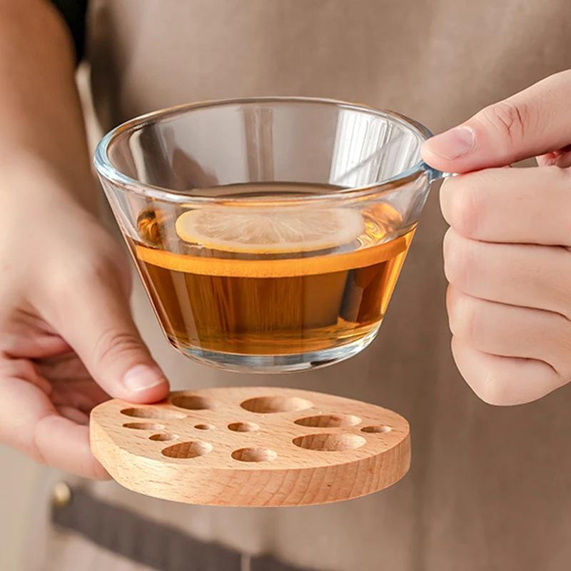 3 Stück Holz-Untersetzer Tassenunterlage Teetassen-Untersetzer-Set Heißgetränke-Untersetzer für Tassen Couchtisch-Platzset Küchenzubehör