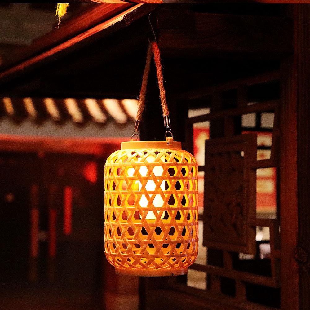 Solar Chinese Lantern Outdoor Hanging Lantern For Balcony Garden Courtyard Decoration Faux Rattan Design Perfect For Spring Festival Festival Lights
