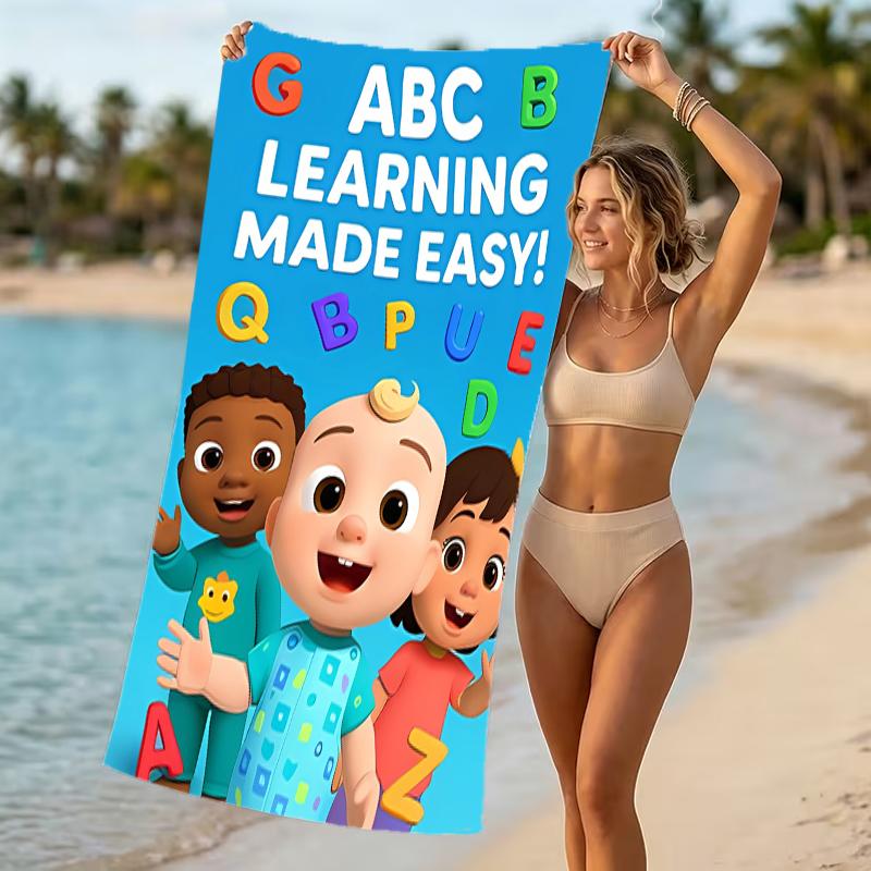 Beach Towel with Jay Franco Cocomelon Pattern - soft,absorbent,machine washable Lightweight&Modern,swimming,Travel Essentials