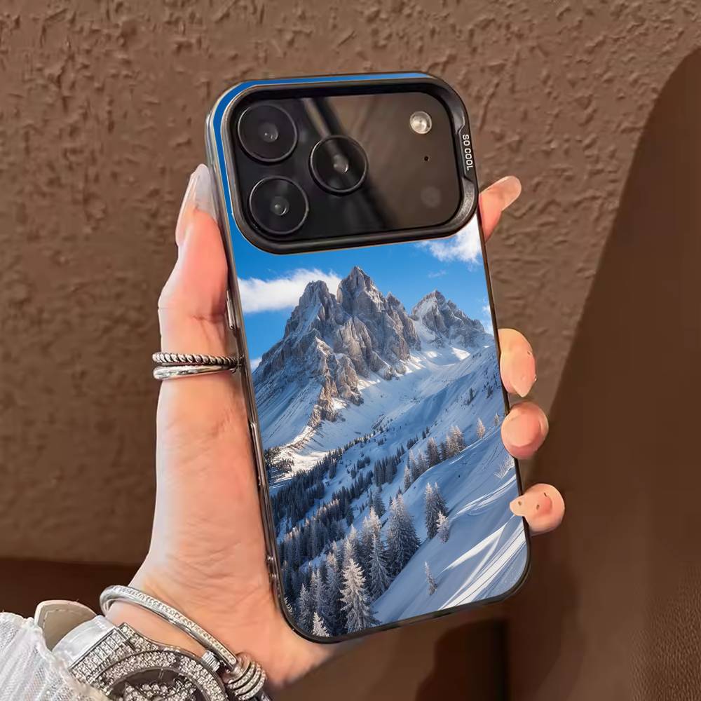 Winter Snow Mountain  Phone Case For iPhone 17,16,15,14,13,12,11,Pro Max,Plus Candy Silver Cover