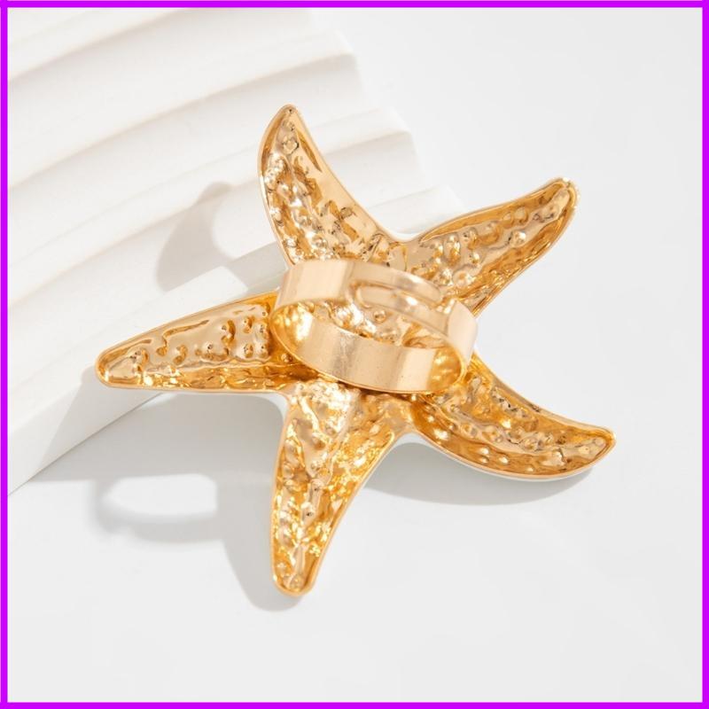 Exaggerated Fashion Statement Ring Flower and Pearls Wedding Finger Ring Handmade Jewelry for Parties