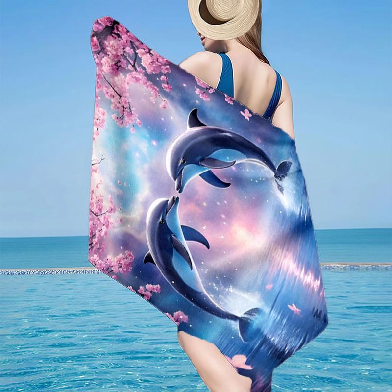 Dolphins In Starry Sky Beach Towel, Super Soft Microfiber, Gift for Her/Him, Birthday, for Pool, Beach, Travel, Home Decor Fan gifts