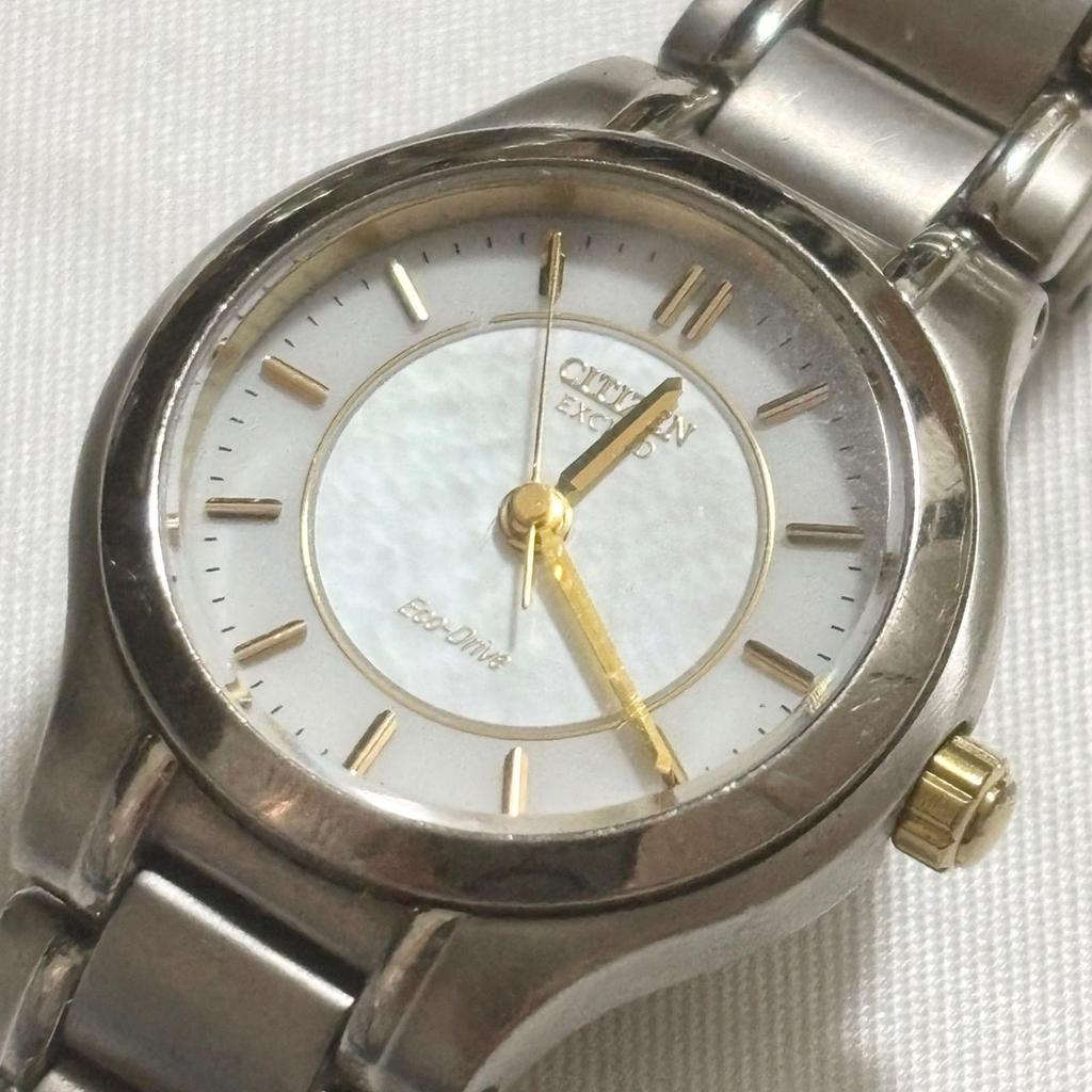 Used [Free Shipping] CITIZEN EXCEED Radio Wave Solar Watch, Shell x Silver, Minor Movement, Working Condition, Used Item