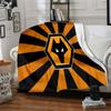 Flaming Wolves Emblem Wanderers Flannel Blanket, Soft Polyester, Modern Design, All-Season for Camping, Travel, Gifts for holidays or birthdays