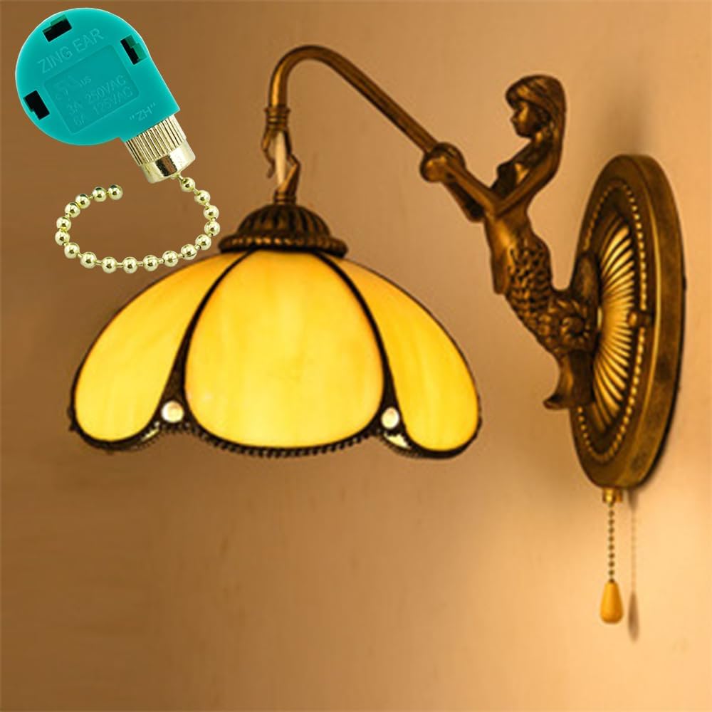 Ceiling Fan Pull Chain Switch 3 Speed 4 Wire Zing Ear ZE-268S6 Ceiling Fan Pull Chain Cord Switch Replacement for Ceiling Fans,Wall Lamps,Cabinet