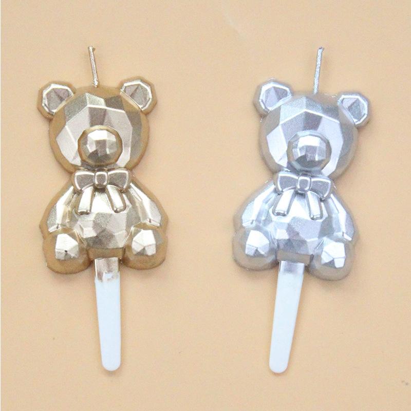 Birthday Cake Decoration INS Diamond Bear Candle Cute Cartoon Children's Party Baking Decoration Supplies