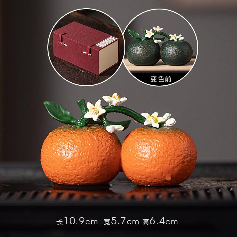 Color-changing Orange Flower Tea Pet Antique Fish Tank Landscaping Tea Figurine Play Toys Tea Statue Ornaments Craftsmanship