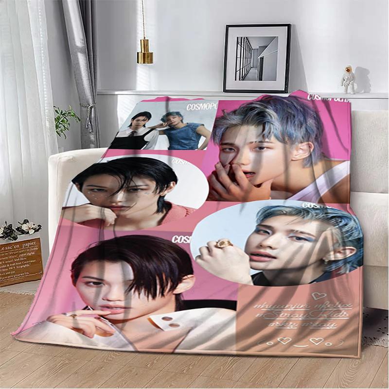 3D KPOP S-Stray-K-Kids Throw blanket Picnic blanket Warm Flannel blankets Home Couch bed linings blankets for beds Birthday Gift