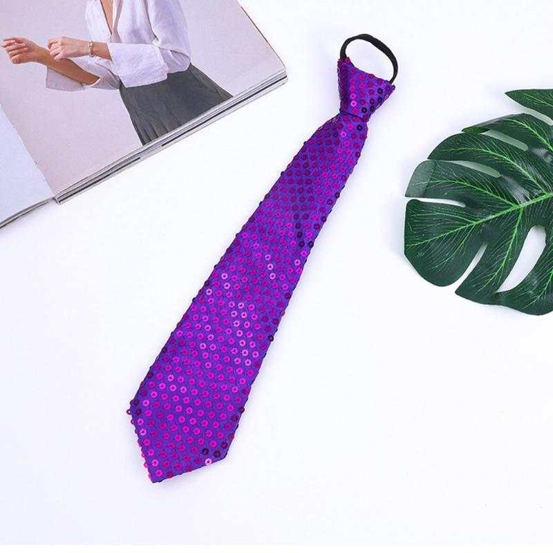 Unisex Glitter Sequins Tie with Zipper for Weddings Graduation Party Costume
