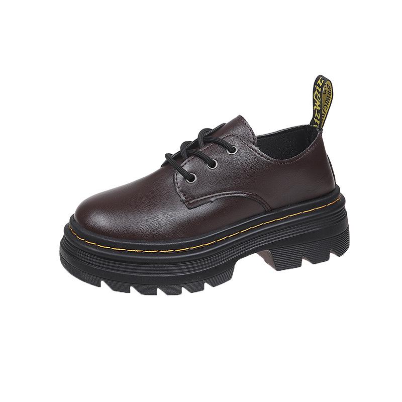 "Women's Retro Oxford Brogues with Laces: Pointed Toe, Low Heel Casual Leather Shoes for Spring and Autumn"