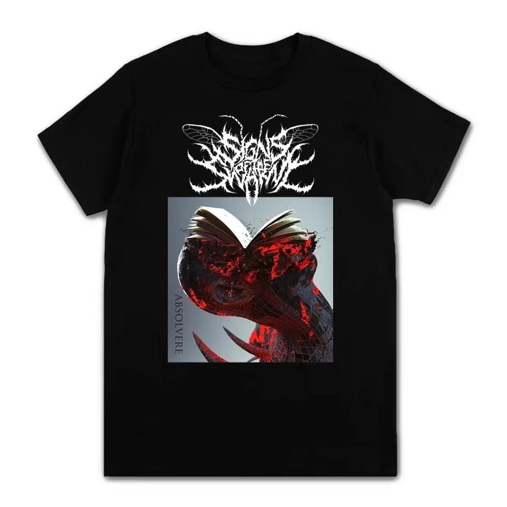 

Vintage Deathcore T ShirtSigns of The Swarm Graphic Print Short Sleeve Fashion Casual Streetwear Men EU Size T Shirt 4XL