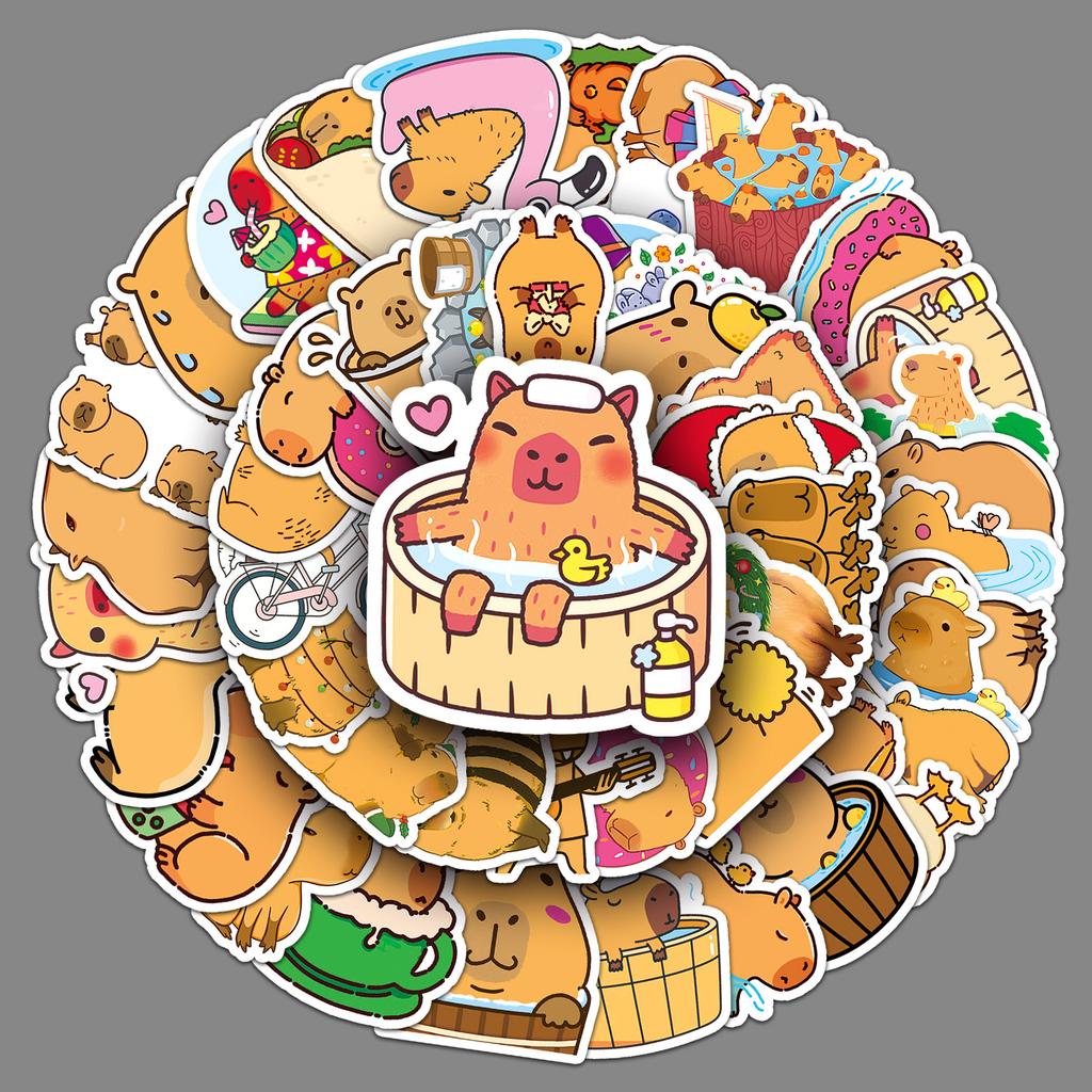 50 Capybara Doodle Cartoon Animal Kapibala Guka DIY Suitcase Stickers Waterproof