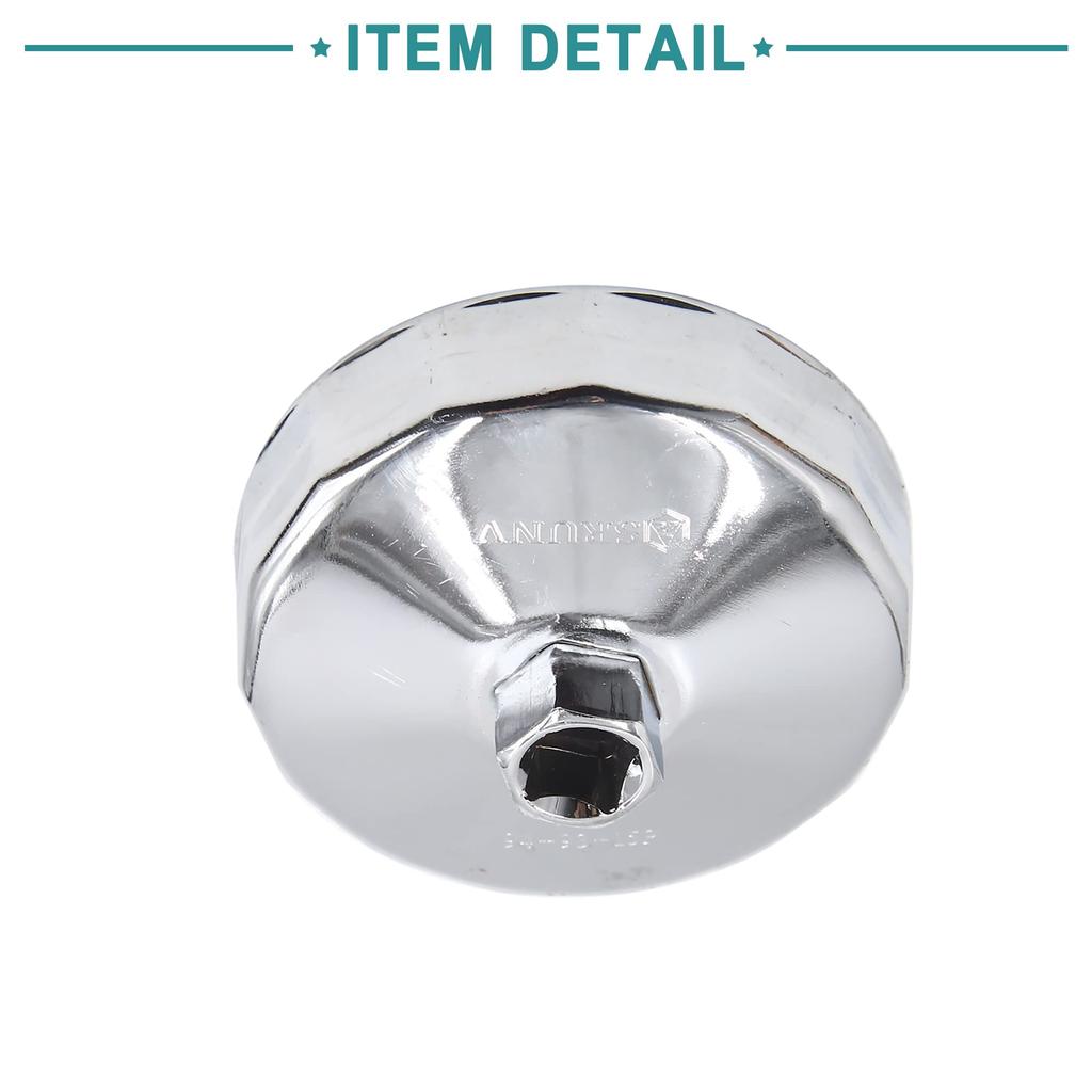 ACROPIX Car Filter Wrench Cap Socket Housing Tool Remover 15 Flutes 93-94mm Silver Tone 1pc