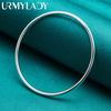 URMYLADY 925 Sterling Silver 1.5mm Smooth Bangles Bracelet For Women Fashion Charm Jewelry