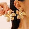 European & American Retro Petal Long Earrings - Influencer Style, Matte, Geometric Design for Women