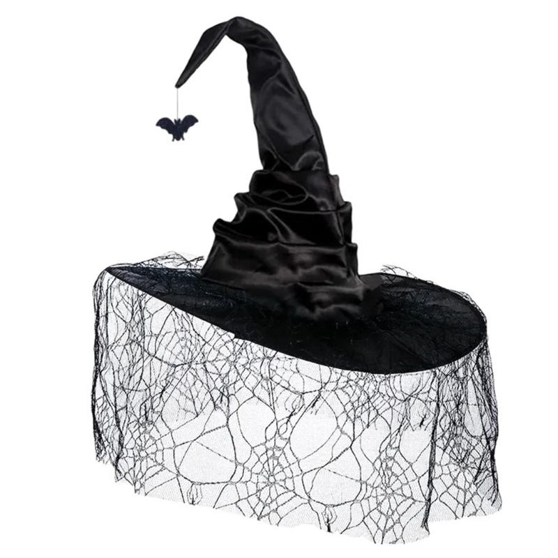 

Хэллоуинские шляпы ведьм для косплея, панк, шляпа волшебника с паутиной, взрослая унисекс шляпа для вечеринки, костюм, остроконечная шляпа, фестивальные реквизиты, шляпа