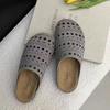 Thick-soled Bag Head Slippers for Women To Wear New Fashionable Hollowed-out Beef Suede Lazy One-pedal Sandals