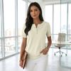 Women's Casual Color V-neck Short-sleeved T-shirt With Decorative Buttons.