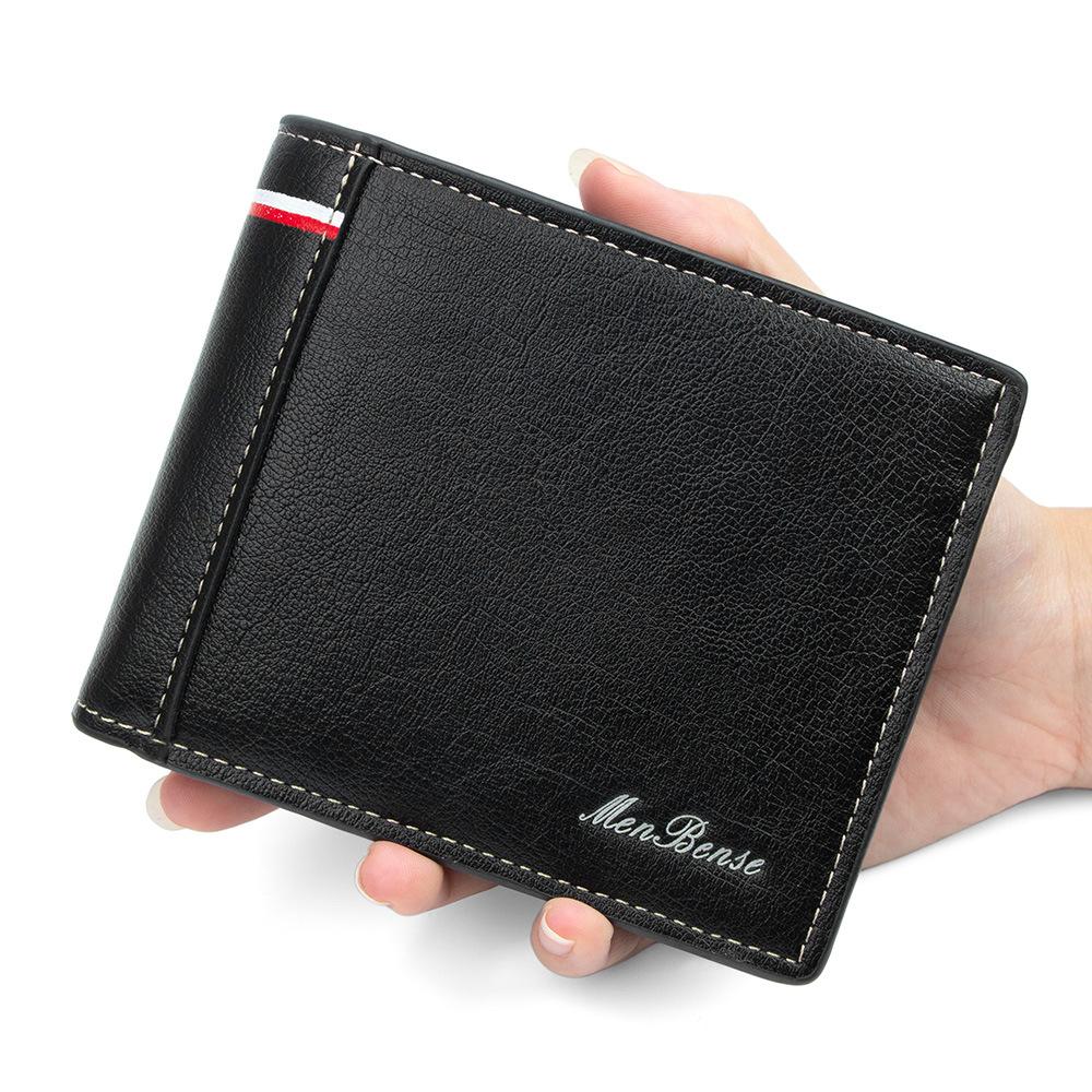 Schoolbag Fashion Splicing Hinge Men's Short Wallet Large Capacity Tri-fold Multi-card Position Multifunctional Broken Silver Bag Wallet Wholesale