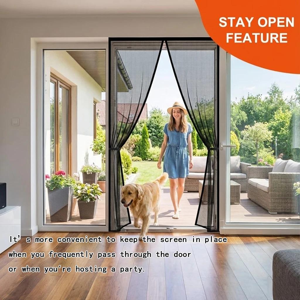 Summer Magnetic Door Curtain - Mosquito Resistant, Soft Yarn Mesh, Multiple Sizes, Easy Install for Home
