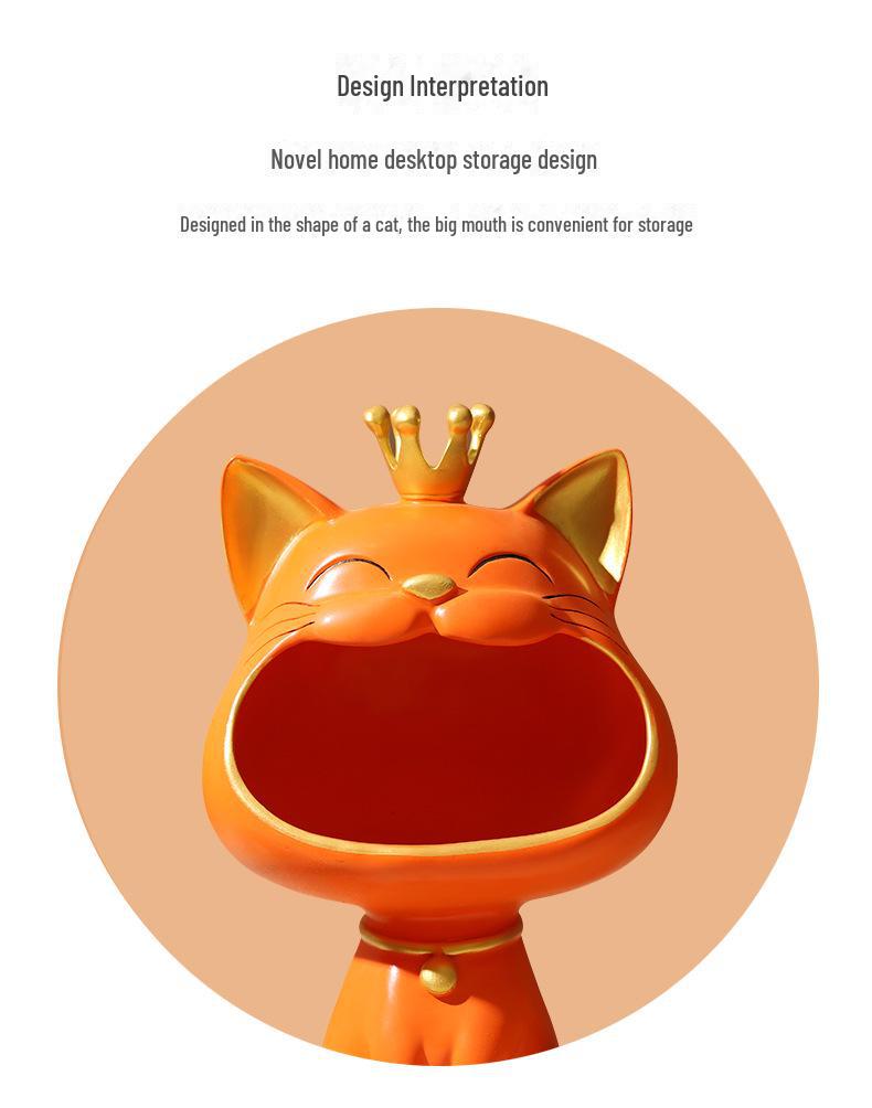 Ornament de lux pentru pisică norocoasă din rășină, pentru depozitarea și decorarea cheilor