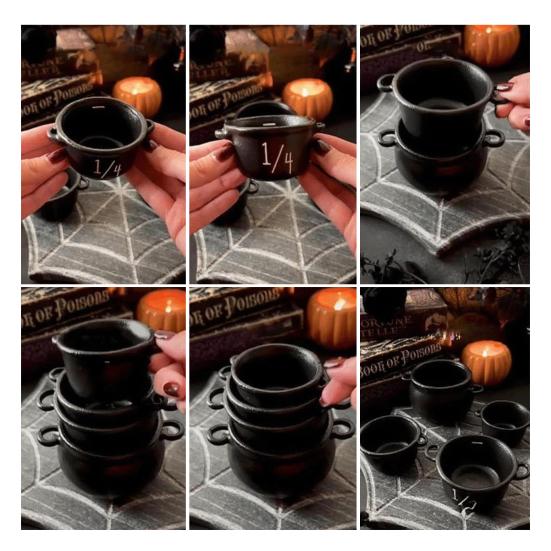 Mini Black Cauldron Halloween Witch Cauldron Pot Bucket Multi-purpose Small Candy Bowl