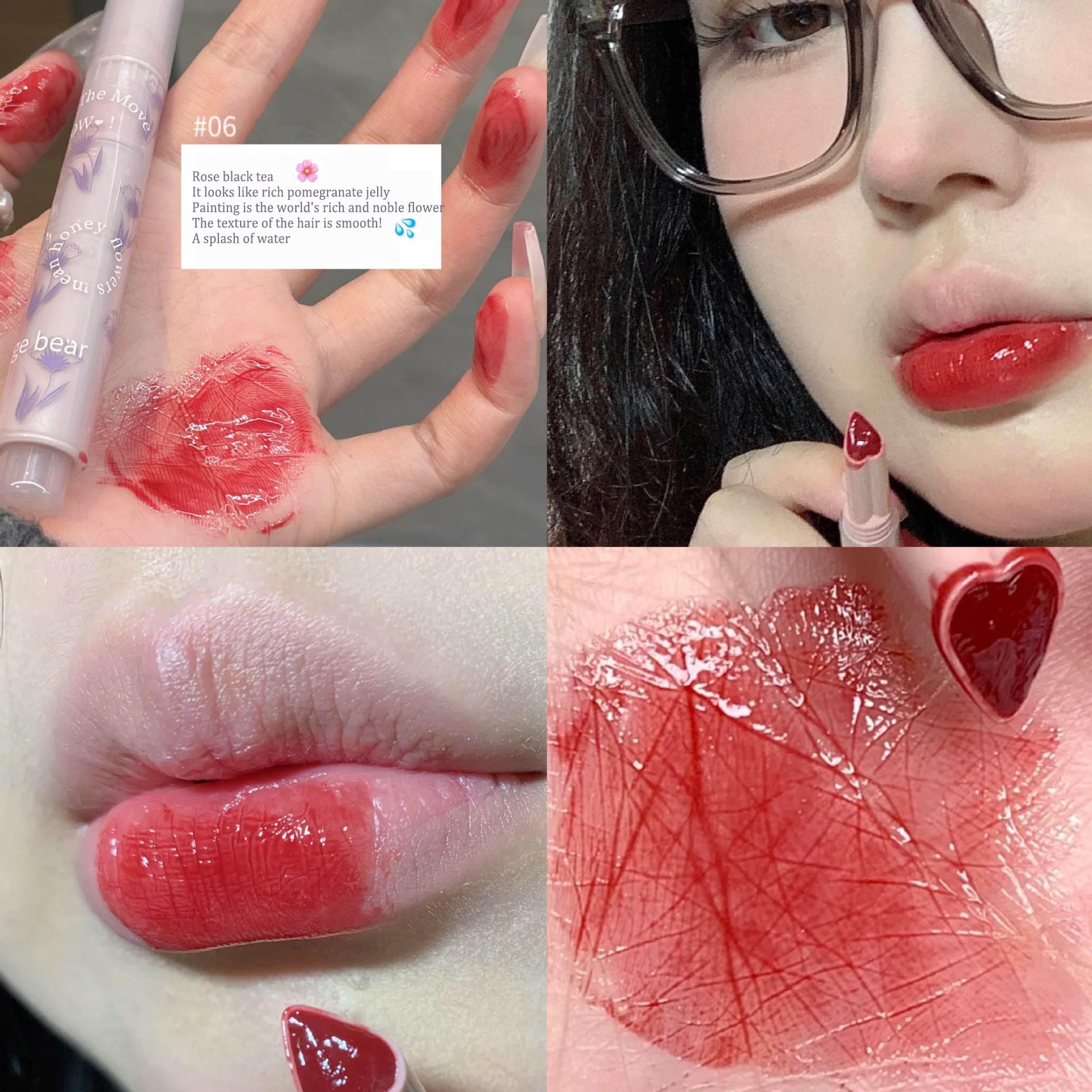

Florette Clear Lip Glaze Flower Love Jelly Mirror Lipstick Waterproof Non-stick Cup Lipstick Transparent Korea Makeup