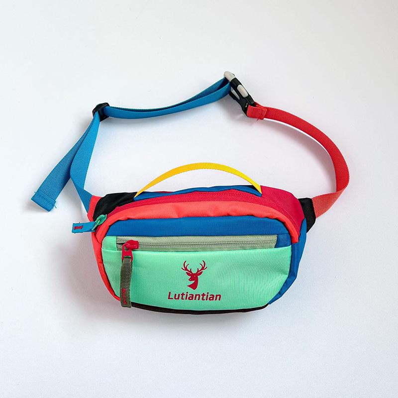 

Unisex Color Block Fanny Pack: Versatile Outdoor Chest Bag for Phone & Essentials ціан