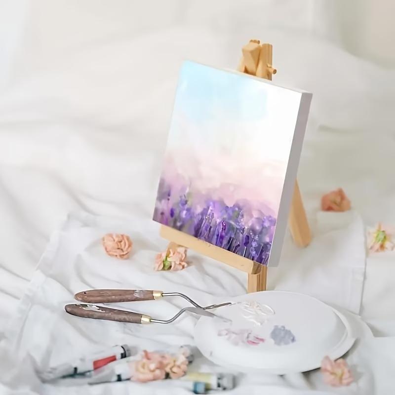 10/20pcs 4x4 Inch Mini Stretch Canvas with Wooden Easel Set Art Primed Canvases for Painting Acrylic Pouring Oil Paint & Wet Art
