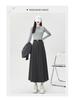 High-Waisted Coffee Wool Skirt for Women, Autumn-Winter Style, Pleated A-Line, Petite Fit, Mid-Length, Perfect Drape